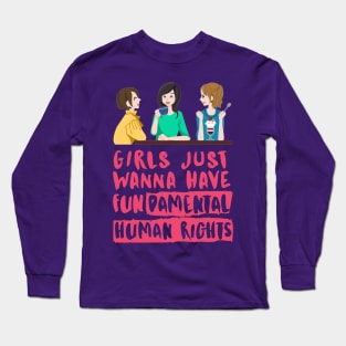 Girls Just Wanna Have Fundamental Human Rights (Red) - Womens Day 2021 Long Sleeve T-Shirt